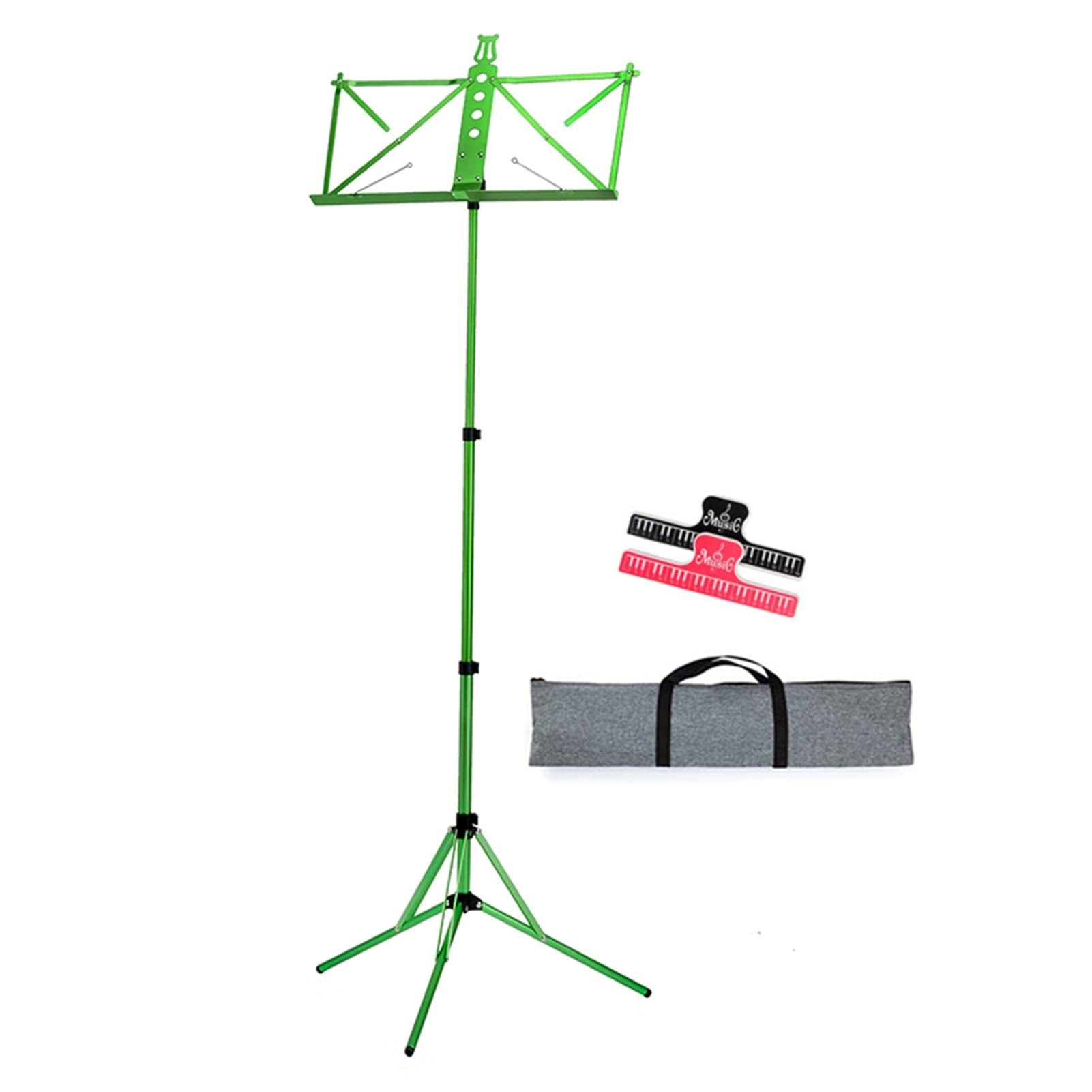Atril LIU Plegable con Bolsa De Transporte,Soporte De Partitura Ajustable De Aleación De Aluminio Resistente Y Ligero,para Interpretación De Práctica De Instrumentos Orquestales (Color : Green)