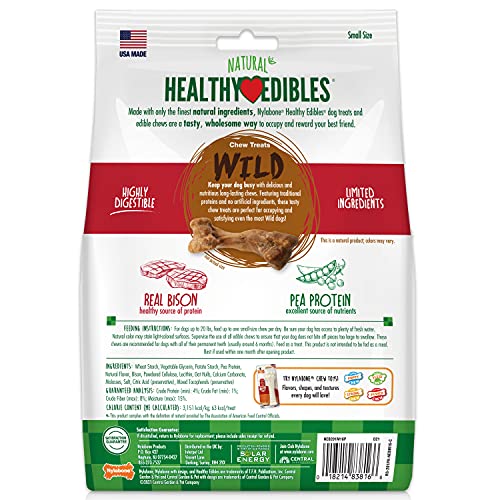 Nylabone Healthy Edibles Wild Natural Long-Lasting Dog Treats - Dog Bone Treats - Bison Flavor, Small (16 Count) #TOP7