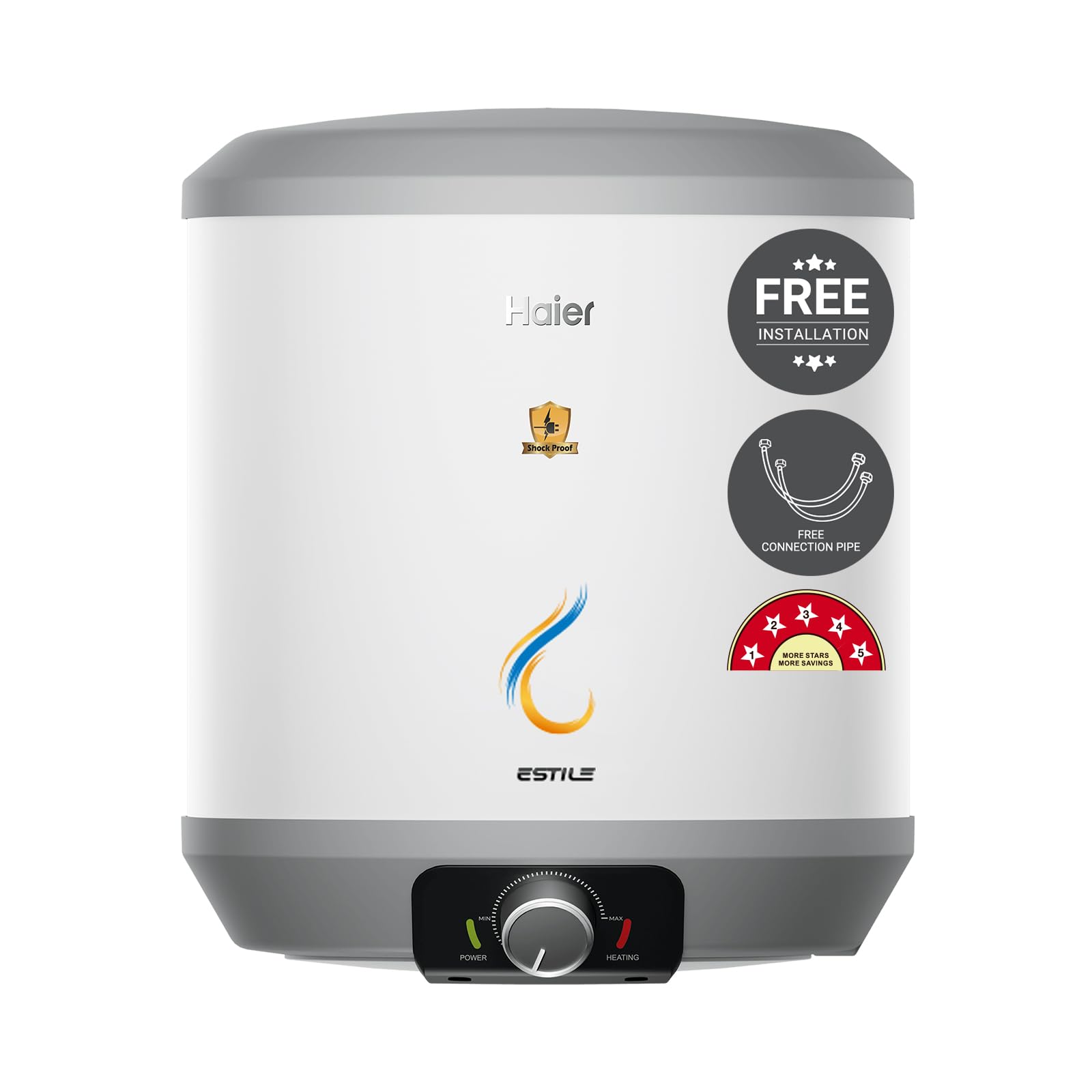 Haier Estile 2200W 15 Litre Faster Heating Storage Geyser Vertical 5 Star Water Heater for Home with Pipe Free Installation ABS Body| Shock Proof| Glasslined Tank| Suitable High Rise Buildings (B0DDBYKCZN) Amazon Price History, Amazon Price Tracker