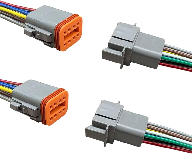 Conector elétrico automotivo KITUREK DT à prova d’água, 8 pinos, macho e fêmea com cabo 18 AWG – 2 pares