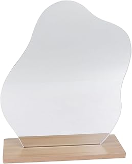 مرآة طاولة محمولة للزينة من فوميز، مرآة مكياج شخصية بإضاءة LED، مرآة للحلاقة، مرآة زينة للمنزل للرجال وديكور المنزل، مرآة مكياج بقاعدة خشب، قطعة واحدة