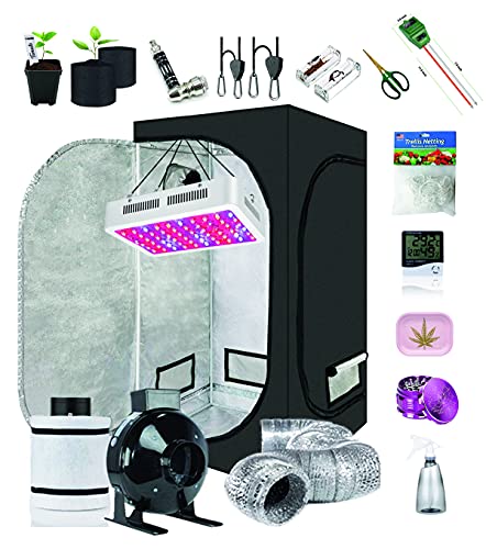 Indoor Grow Tents + 1000W LED Full Spectrum Grow Light Grow Tent Complete Kit for Indoor Plants 4 Inch Fan and Filter Ventilation System Inlcuded (4" Fan Filter+1000W LED Light+Grow Tent 32" X32â€œX60)