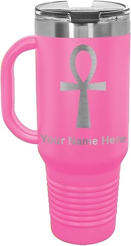Vista 220 de LaserGram 15oz Vacuum Insulated Coffee Mug, Ankh, Personalized Engraving Included (Orange)