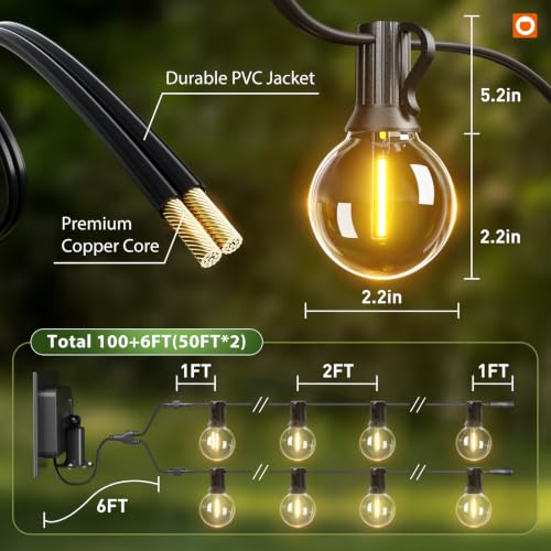addlon 100FT 54LED Solar String Lights Outdoor Waterproof with Remote USB - image 5