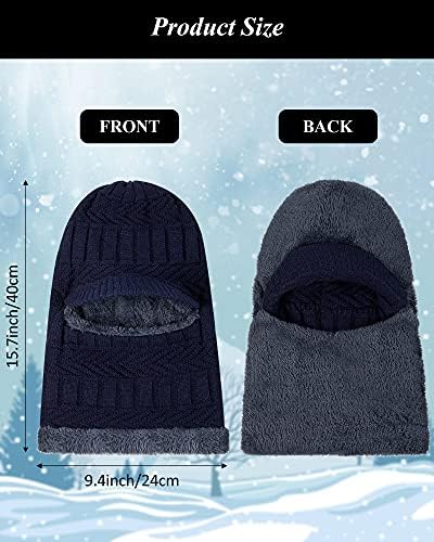Syhood 2/3 Pcs Winter Knitted Balaclava Hat Warm Cycling Ski Mask Face Covering Hat Neck Gaiter for Winter Outdoor Sports