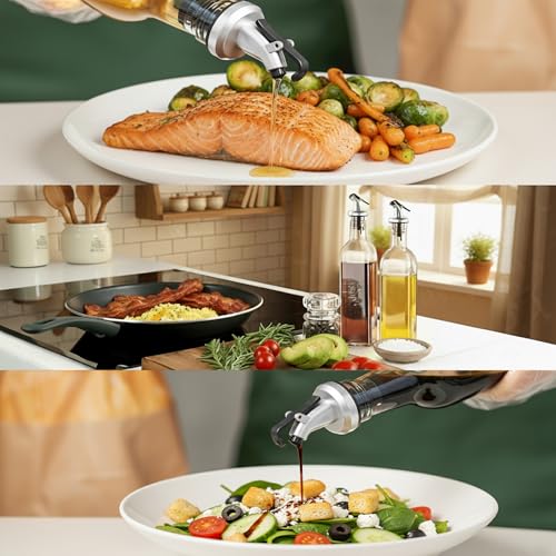 WERTIOO 4 Pack Olive Oil Dispenser Bottle for Kitchen, 500 ml Clear Glass Oil Olive Bottle, Oil & Vinegar Dispenser Set with 2 Funnels, Pen and Tags - Image 4