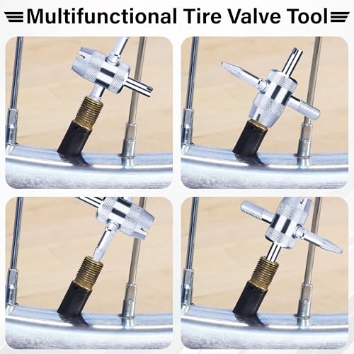Image of ecocstm 2 PCS 4-Way Tire Valve Stem Removal Tool, 4-in-1 Valve Core Removal Tool, Multifunctional Tire Valve Tool, Valve Stem Core Puller for Car Motorcycle Bicycle Tire Repair Replace