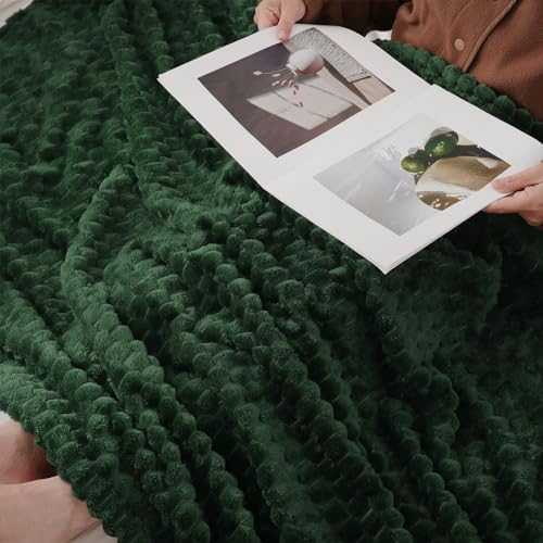 Dark Hunter Green Throw Blanket 50"×60" inches 3D Jacquard Flannel Fleece - Image 7