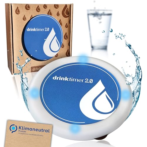 Trinkerinnerung drinktimer 2.0 – Achtsamkeit Trink Coach – Mehr Wasser trinken Alarm – Hilfe für bessere Flüssigkeitszufuhr – Ausreichend trinken hilft gegen Müdigkeit, Kopfschmerzen und Stress