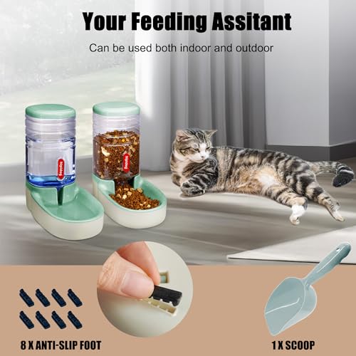 Automatic Pet Feeder Small&Medium Pets Automatic Food Feeder and Waterer Set 3.8L, Travel Supply Feeder and Water Dispenser for Dogs Cats Pets Animals