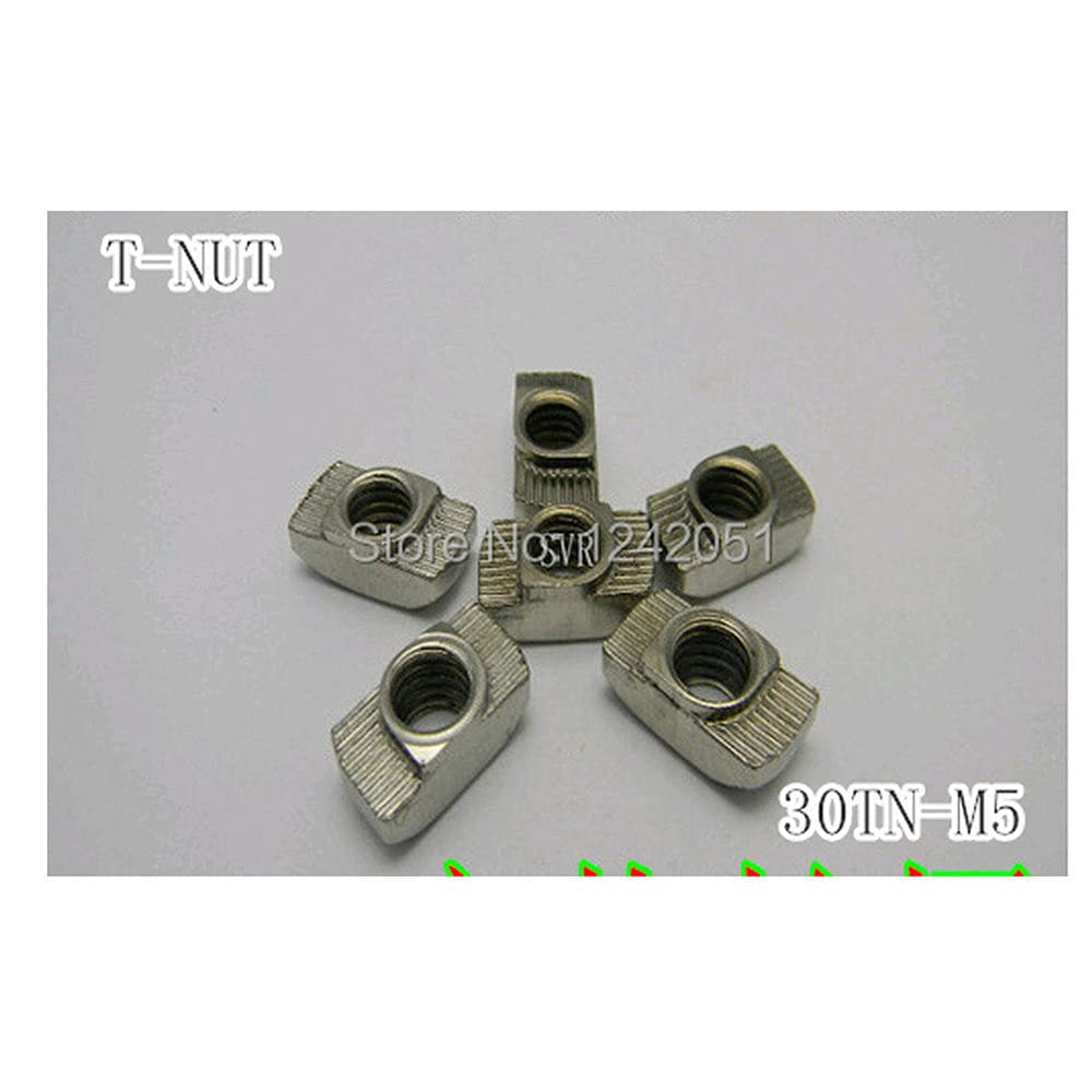 100PCS M5 T nut Hammer Head Fasten Nut Connector Nickel Plated for 30series Slot Groove 8