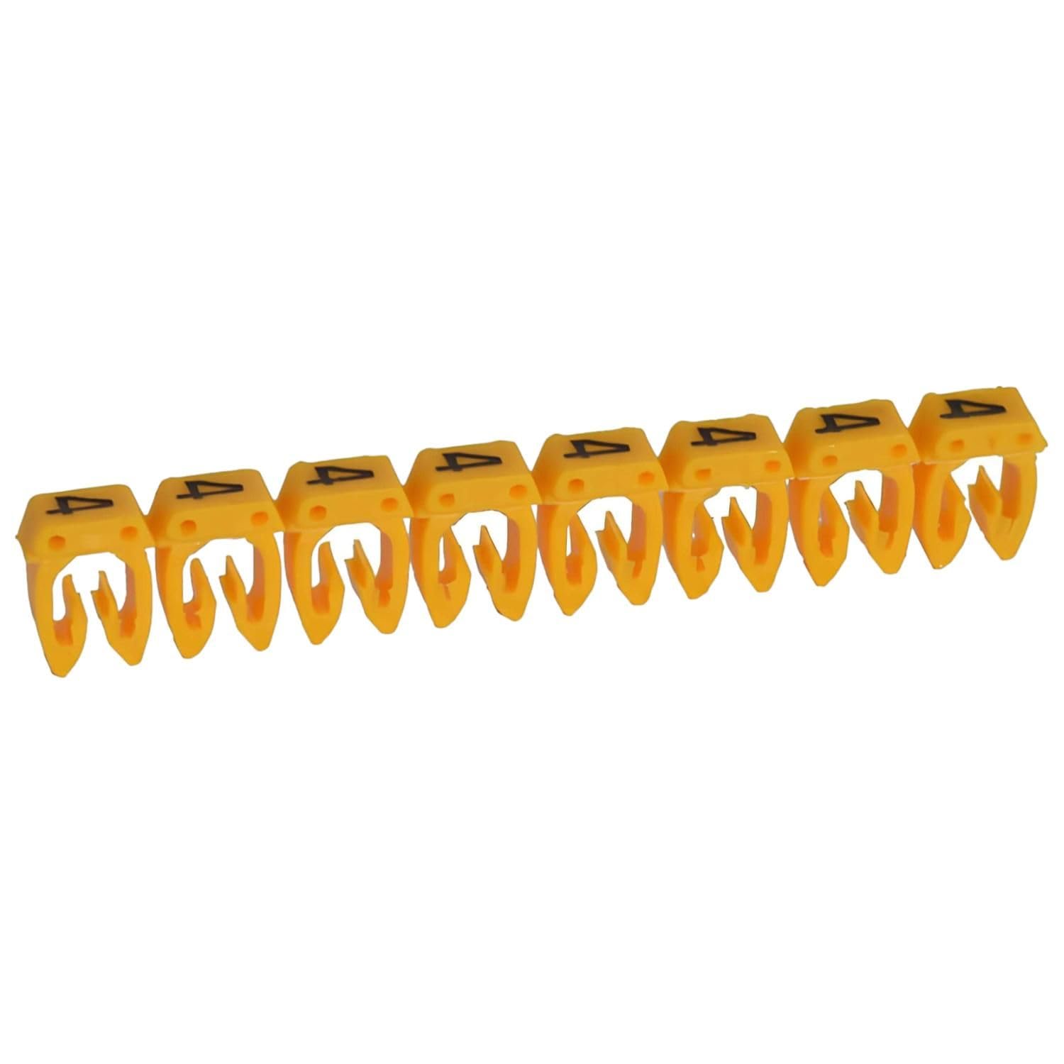 repère pour fil de 1.5 à 2.5 mm2 - chiffre 4 - couleur jaune - legrand cab 3