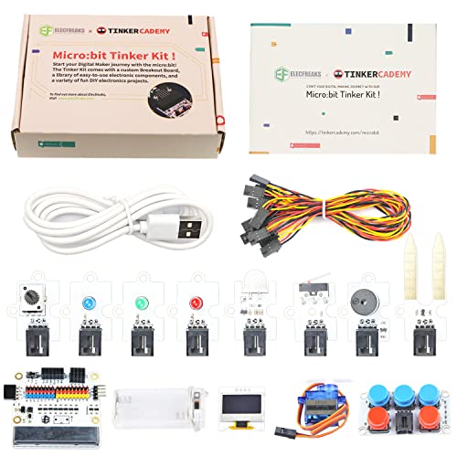 ELECFREAKS microbit Tinker Kit for Kid Micro:bit Sensor Starter Kit with 35 Projects, DIY Programming STEM kit with Basic Coding Electronics Modules and Wiki Tutorial(Without Micro:bit)