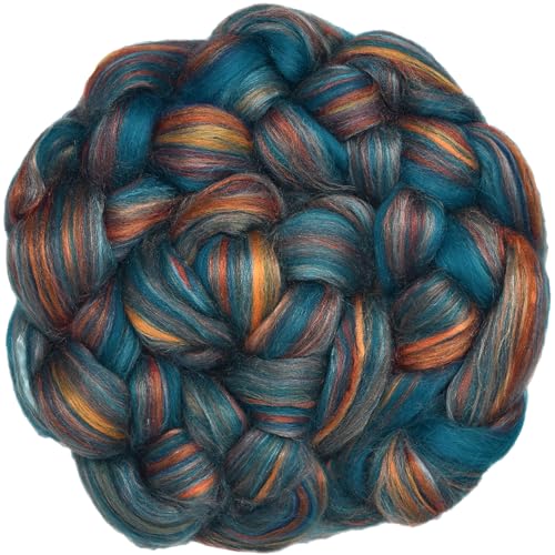Image of Combed Top Roving. Limited Edition Fiber for Spinning, Needle Felting, Wet Felting, Weaving and Crafting. Fancy, Colorful, Exotic Designer Blend, Cyprus Sunset