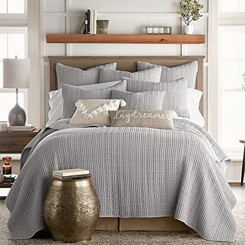 Image of Levtex Home - Mills Waffle - Twin Quilt Set - Grey Cotton Waffle - Quilt Size (68 x 86in.), Sham Size (26 x 20in.)