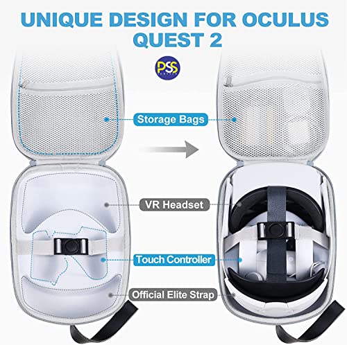 Image of PSS Storage Bag Case for Meta Quest 2 Oculus Quest 2 Travel Bag,Hard Carrying Case Carrying Bag Compatible with Oculus Quest 2 Storing VR Gaming Headset and Touch Controllers Accessories (Gray)