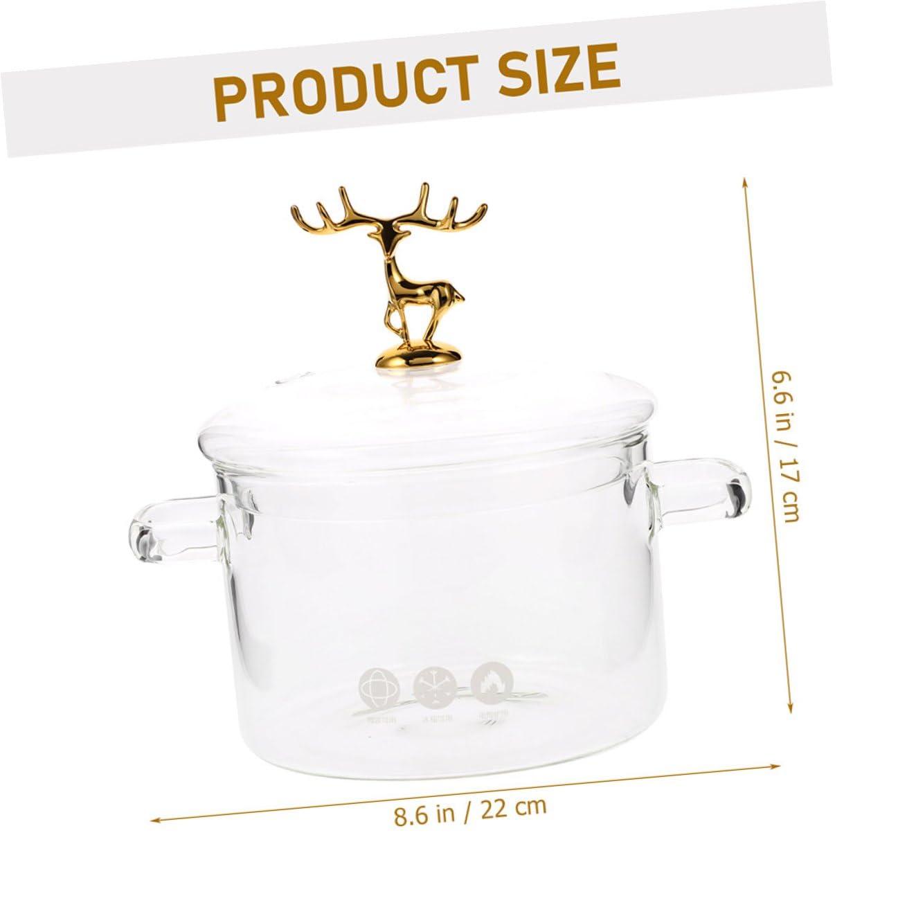 SOLUSTRE Multifunktionaler Kochtopf 1900ml aus Borosilikatglas mit Ergonomischem Design und Starkem Wärmespeicher mit Geweih-deckel für Zuhause und Nudelgerichte