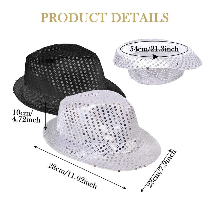 FUIPVGI 2 Pcs Disco Sequin Hat - Image 2