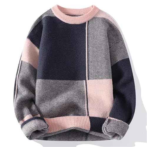 Men's Plaid Sweater Harajuku Thick Warm High Collar Pullover Christmas Sweater2