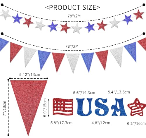 Image of 4th of July Decorations,Red White Blue Party Decorationsr,Red White Blue Honeycomb Ball,Star Hanging Swirl,star Garland for Memorial Veterans Labor Presidents Flag Day Home Parties Accessories