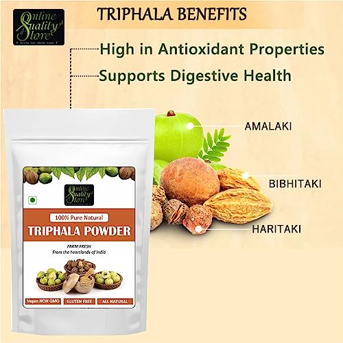 Image of Online Quality Store Triphala Powder - 100g for eating, hair and skin, churna powder of Amla , Behada , Harada