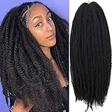 Afro Kinky Twist Crochet Hair Braids Marley Braid Hair 24inch Senegalese Curly Crochet Synthetic Braiding Hair (6Packs,#1B)