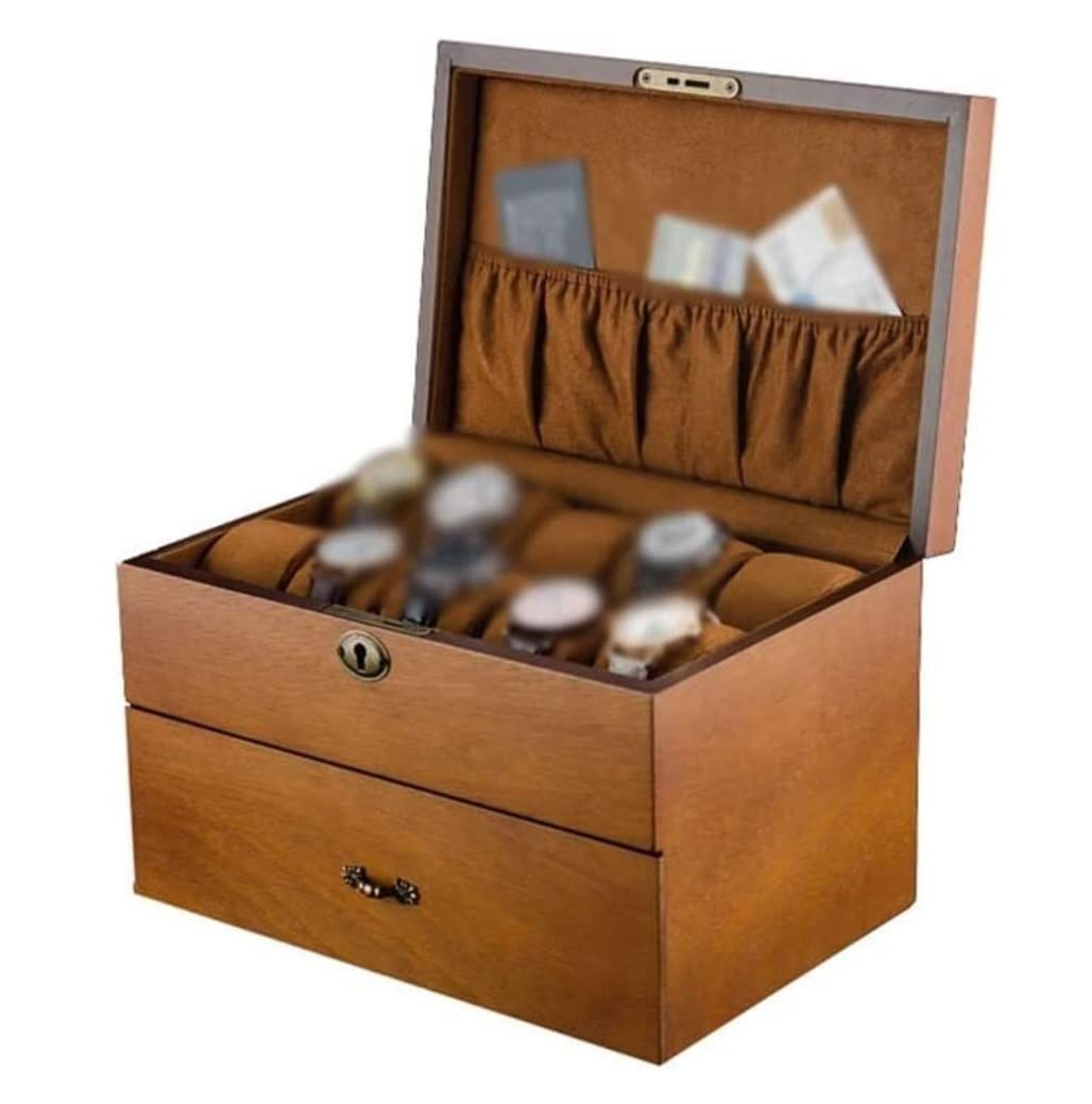 ANVLOJRIH KYUSAR Watch Box Watch Organizer 20 Slot Watch Boxes Watch Jewellery Display Storage Box Case Double Layer Watch Boxes Wooden For Men Women Watch Case Watch Holder (Blue : Onecolor)