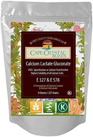Calcium Lactate Gluconate for Molecular Gastronomy | Kosher Certified & Food Grade (8-oz)