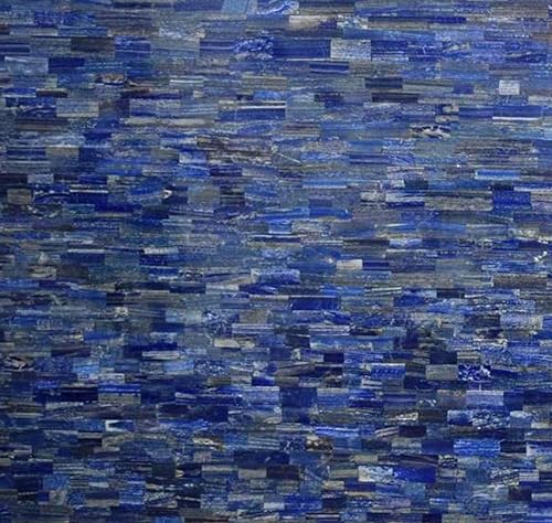 Table basse en marbre véritable et lapis-lazuli style brique pour salon chic