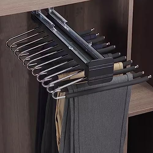 Aménagement de placard avec rack de pantalons coulissants d'amortissement