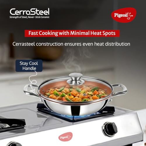 Image of Pigeon Cerrasteel 24cm Ceramic Kadai| Non-Stick| Ceramic Coated| Copper