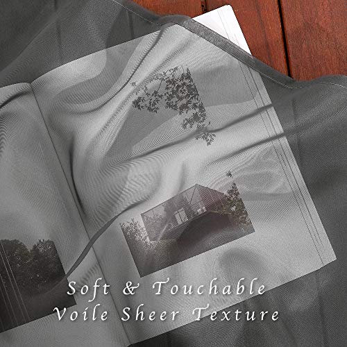 Image of NICETOWN Sheer Voile Window Curtains - Elegant Soft Sheer Window Treatment Home Decorations for Nursery /Bedroom /Office (54 inch W x 72 inch L, Dark Grey, 2 Panels)