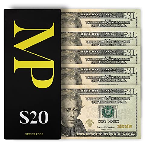 Money Printer Fake Money That Looks Real - Prop Money 20 Dollar Bills Realistic - Play Money for Kids - Actual Size Movie Prop Money - Box of 100 Pieces, Arrives in a Luxury Gift Box