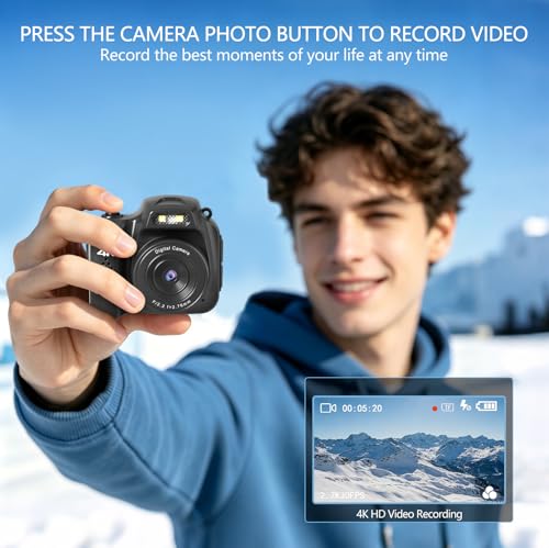 Image of VETEK Mini Camera 4K HD Video Recorder - Keychain Digital Camcorder with 64GB Card, 1.54 inch HD Display, Long Battery Life, Ultra-Portable Tiny Camera for Travel /Vlog /Night Shots, Ideal Gift, Black