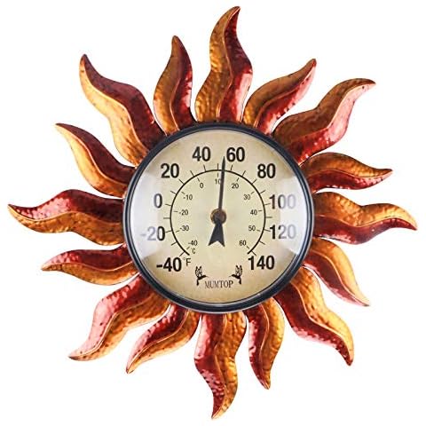 MUMTOP Outdoor Thermometers for Patio - Wall Thermometer Indoor Wireless Hygrometer Sun Pattern, No Battery Needed Home Hanging Decor Cover