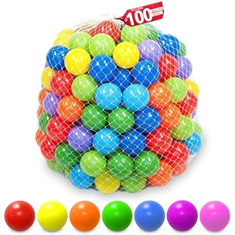 Ball Pit Balls for Baby | 100 Pc Plastic Play Balls | Bright Vibrant Colors for Baby Kid and Toddlers, for Ball Pit, Play Tent | Bounce House and Playpen Cover