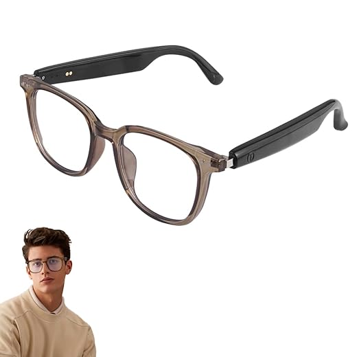 Smart Glasses for Women Men, Bluetooth Glasses with Photochromic Lenses Touch Control Voice Assistant for Clear Audio Remote Photography, Perfect for Indoor Outdoor (Brown Frame)