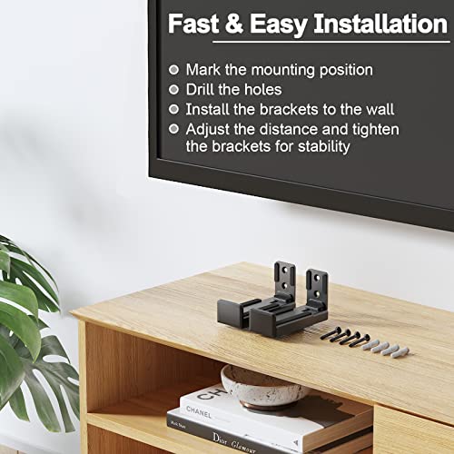 Putorsen Soundbar Mount, Universal Dual Soundbar Wall Mount For Most Of Soundbars, Hold Up To 33 Lbs, Depth Adjustable 3.5”-6.1” Sound Bar Mount, Black #TOP6