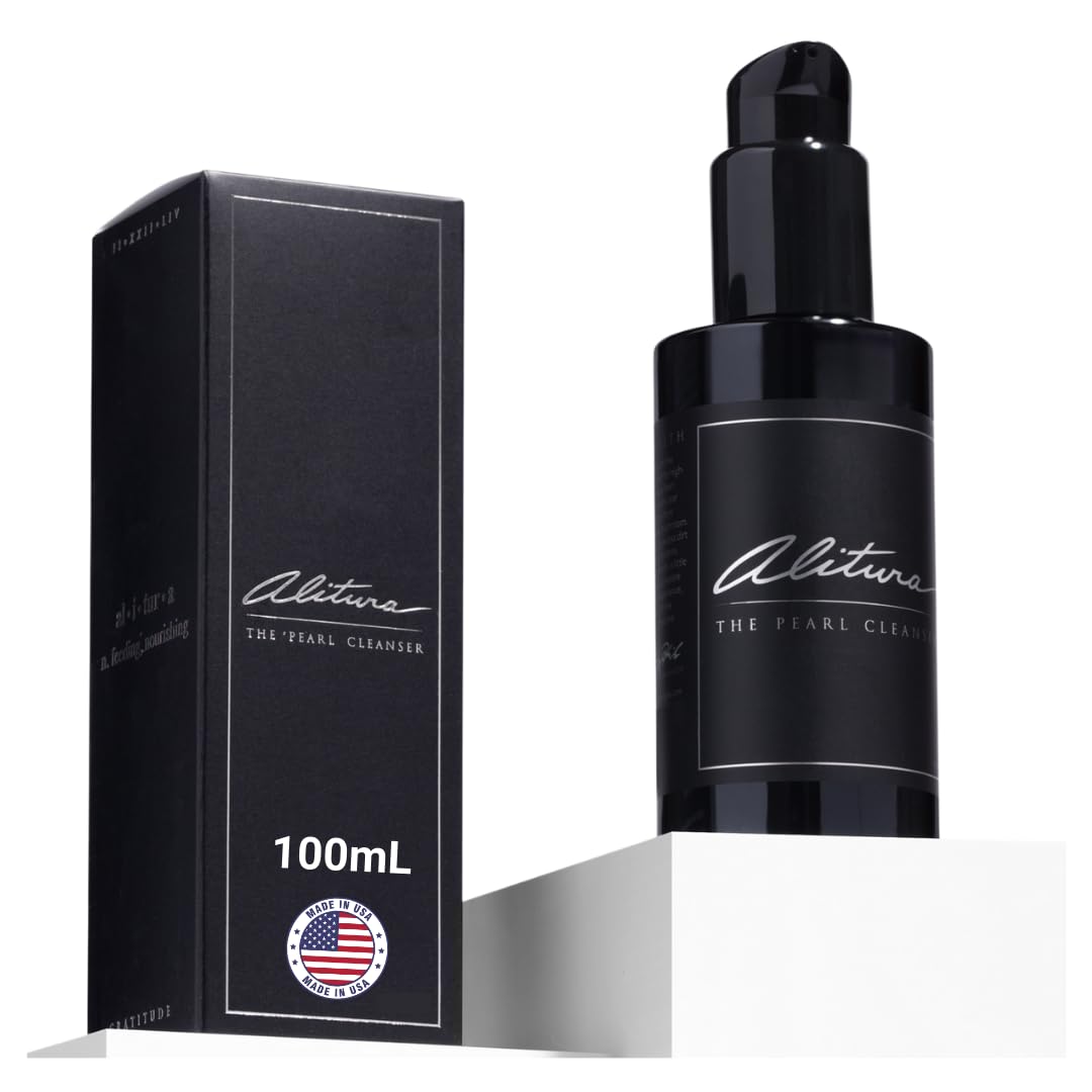 Alitura Pearl Facial Cleanser for Men & Women 100 ml – Anti-Aging Face Wash with Marine Collagen, Sea Kelp & Organic Botanicals – Hydrating Gentle Exfoliant for Clear, Smooth Skin – 3.4 oz Travel Size