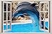 DOLPHIN ANIMAL 3D okno widok zdejmowana winylowa naklejka dekoracyjna naklejka ścienna