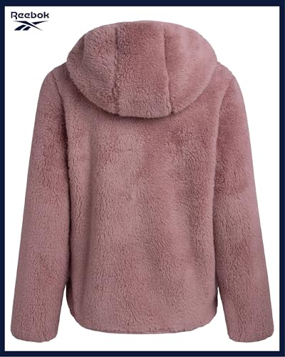 Image of Reebok Girls Plush Sherpa Fleece Full-Zip Hooded Teddy Winter Jacket