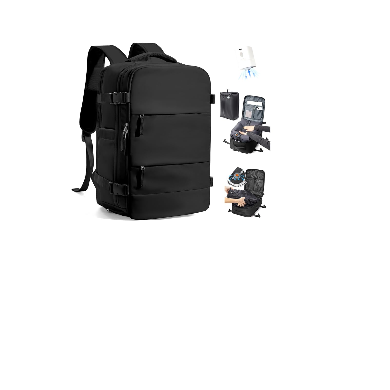 SZLX Zaino Ryanair 40x30x20 Sottovuoto Zaino da Viaggio 40x30x20 Wizzair Bagaglio a Mano 40x20x25 Borse da Cabina per Easyjet 45x36x20 Donna con USB Adatto a PC da 14 Pollici, Valigia con Sottovuoto