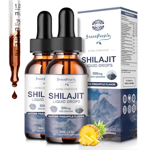 GREENPEOPLE Himalayan Shilajit Resin Liquid Drops - 16-in-1 Shilajit for Men & Women - Energy & Wellness (1 fl oz, 2 Pack)
