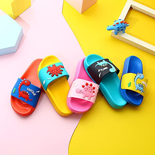 MEMON Toddler Little Kids Dinosaur Beach/Pool/Shower Slides/Anti-Skid Home Bath Slippers/Cute Summer Outdoor Shoes for Girls and Boys(2013-yel-16)2