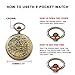 Realpoo Vintage Quartz Pocket Watch for Men, Bronze Case White Roman Digital Dial Quartz Pocket Watches for Men with Chain