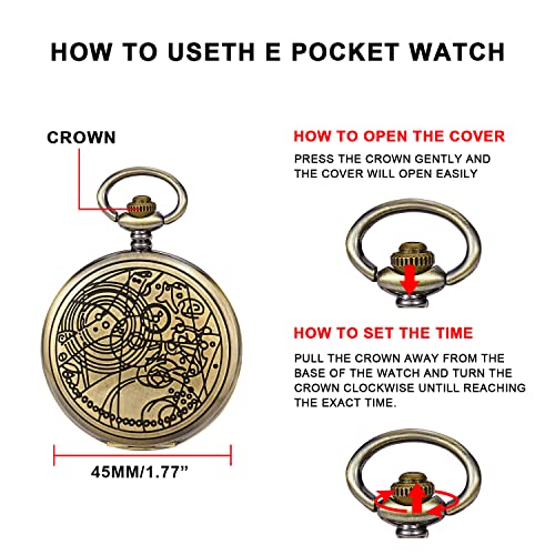 Image of Quartz Pocket Watch for Men, White Roman Digital Dial Pocket Watches for Men with Chain