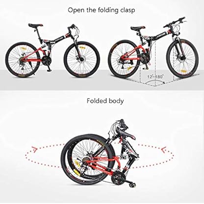 Zunruishop Klappräder 26 Inches Faltbarer Fahrrad, Licht und bewegliches Fahrrad Mountainbike, Variable Speed ​​Fahrrad, Erwachsene Falträder Klapprad Faltrad Fahrrad (Color : B) – Bild 8