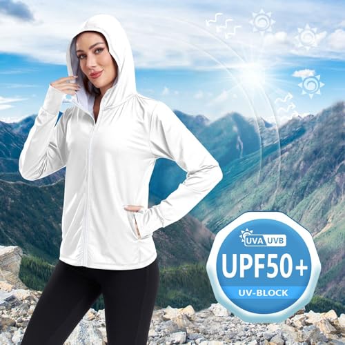 Womens Lightweight Hoodie Long Sleeve Sun Shirts UPF 50+ Protection Light Sweatshirt Hiking Outdoor 5