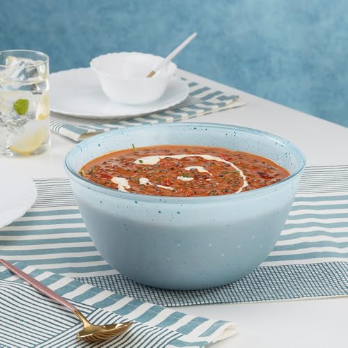 Image of Borosil 2 L Serving & Mixing Bowl | Made in India Borosilicate Glass Bowl for Kitchen & Dinning | Bowl for Mixing Dough, Salad, Batter | Microwave & Dishwasher Safe (Blue)
