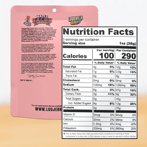 Image of Louisville Jerky Co. Maple Bacon Vegan Jerky, 3 oz, 3-Pack